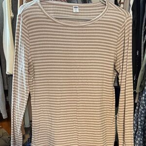 Old Navy Beige Striped Long Sleeve Tee